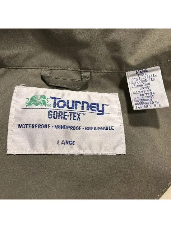 Men’s Size Large Tourney Gore Tex Jacket Windbreaker Color Block Blue Tan - Picture 9 of 14